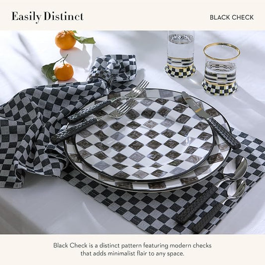 MACKENZIE-CHILDS Stoneware Serving Bowl, Large Decorative Bowl, 14-Cup Capacity, Black Check
